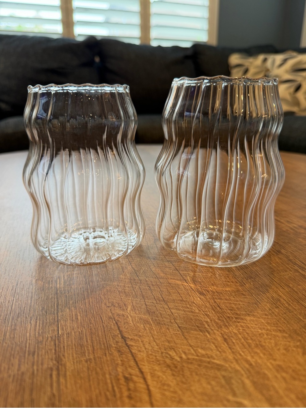 Wavy Ribbed Clear Glasses - Set of 2